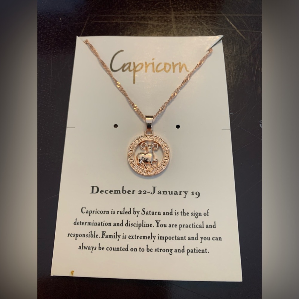 Capricorn Zodiac Pendant Necklace in Gold